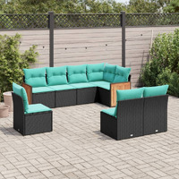 Vidaxl 8 Piece Patio Sofa Set With Cushions Black Poly Rattan