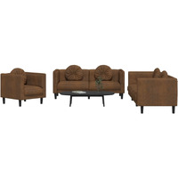 Vidaxl 3 Piece Sofa Set With Pillows Brown Velvet