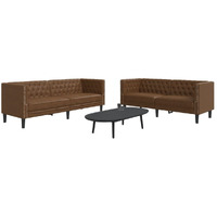 Vidaxl 2 Piece Chesterfield Sofa Set Brown Faux Suede Leather