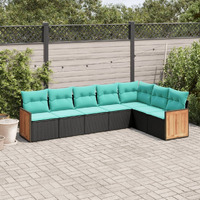 Vidaxl 7 Piece Patio Sofa Set With Cushions Black Poly Rattan
