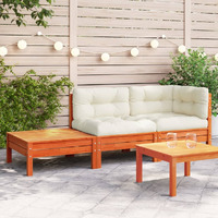 Vidaxl Patio Sofa With Cushions And Footstool Solid Wood Pine