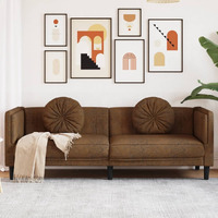 Vidaxl Sofa With Cushions 3-Seater Brown Faux Suede Leather