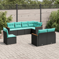 Vidaxl 8 Piece Patio Sofa Set With Cushions Black Poly Rattan