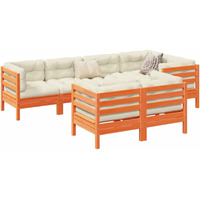 Vidaxl 7 Piece Patio Sofa Set With Cushions Wax Brown Solid Wood Pine