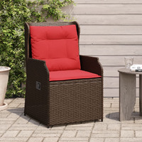 Vidaxl Reclining Patio Chairs 2 Pcs With Cushions Brown Poly Rattan