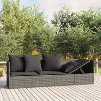 Vidaxl Patio Lounge Bed With Cushions Gray Poly Rattan