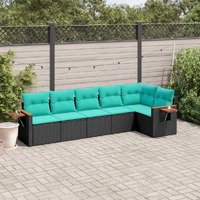 Vidaxl 6 Piece Patio Sofa Set With Cushions Black Poly Rattan