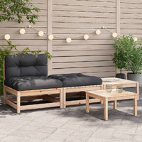 Vidaxl Patio Sofa Armless With Cushions And Footstools
