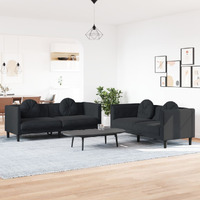 Vidaxl 2 Piece Sofa Set With Pillows Black Velvet