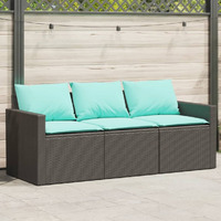 Vidaxl Patio Sofa With Cushions 3-Seater Black Poly Rattan