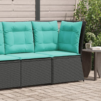 Vidaxl Patio Sofa Corner With Cushions Black Poly Rattan