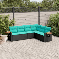 Vidaxl 6 Piece Patio Sofa Set With Cushions Black Poly Rattan