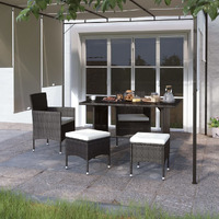 Vidaxl 4 Piece Patio Chair And Stool Set Poly Rattan Black