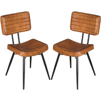 Camel And Black Tufted Side Chairs (Set Of 2)