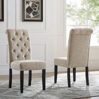 Leviton Solid Wood Tufted Asons Dining Chair  Set Of 2  Tan