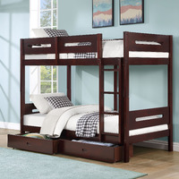 Espresso Twin/Twin Bunk Bed With Ladder