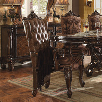 Light Brown And Cherry Oak Tufted Arm Chair (Set Of 2)