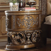 Brown And Gold 2-Drawer Nightstand