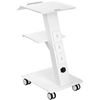 Vevor Lab Trolley  Rolling Lab Cart With Built-In Socket  3-Layer Metal Mobile Trolley  Tray Rolling Clinic Cart With Swivel Wheels  220 Lbs Weight Capacity  For Lab  Clinic  Beauty And Salon