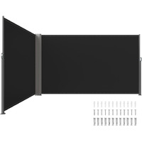 Vevor Retractable Side Awning 236"" X 63"" Double Retractable Patio Screen Waterproof  Retractable Room Divider Black For Privacy  Garden  Outdoor  Patio And Terrace