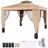 Vevor Outdoor Canopy Gazebo Tent  Portable Canopy Shelter With 10'X10' Large Shade Space For Party  Backyard  Patio Lawn And Garden  4 Sandbags  And Netting Included  Brown