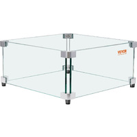 Vevor Gas Fire Pit Wind Guard For Square Fire Table  21 X 21 X 7.5 Inch Clear Tempered Wind Guard For Firepits  0.31 Inch Thick Square Glass Shield  Glass Panel With Hard Corner Bracket & Feet