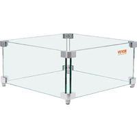 Vevor Gas Fire Pit Wind Guard For Square Fire Table  15 X 15 X 7 Inch Clear Tempered Wind Guard For Firepits  0.31 Inch Thick Square Glass Shield  Glass Panel With Hard Corner Bracket & Feet