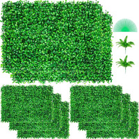 Vevor Artificial Boxwood Panel 8Pcs Boxwood Hedge Wall Panels Artificial Grass Backdrop Wall 24X16 4Cm Green Grass Wall  Fake Hedge For Decor Privacy Fence Indoor Outdoor Garden Backyard