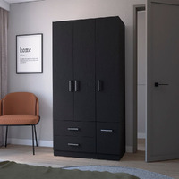 Four Door Armoire Crosby  Bedroom  Black