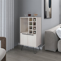 Bar Cabinet Gassville: Sleek Wine Glass Rack  Bottle Storage & Glass Door Cabinet