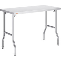 Vevor Commercial Worktable Workstation 48 X 24 Inch Folding Commercial Prep Table  Heavy-Duty Stainless Steel Folding Table With 661 Lbs Load  Kitchen Work Table  Silver Stainless Steel Kitchen Island