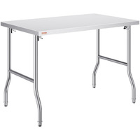 Vevor 48 X 30 Inch Folding Commercial Prep Table Commercial Worktable Workstation  Heavy-Duty Stainless Steel Folding Table With 220 Lbs Load  Silver Stainless Steel Kitchen Island  Kitchen Work Table