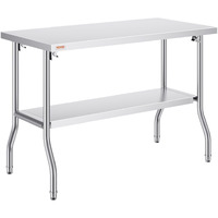 Vevor Commercial Worktable Workstation 48 X 24 Inch Folding Commercial Prep Table  Heavy-Duty Stainless Steel Folding Table With 772 Lbs Load  Kitchen Work Table  Silver Stainless Steel Kitchen Island