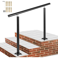 Vevor Outdoor Stair Railing Kit  3 Ft Handrails 1-3 Steps  Adjustable Angle Black Aluminum Stair Hand Rail For The Elderly  Handrails For Outdoor Steps