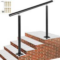 Vevor Outdoor Stair Railing Kit  4 Ft Handrails 1-4 Steps  Adjustable Angle Black Aluminum Stair Hand Rail For The Elderly  Handrails For Outdoor Steps