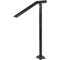Vevor 3Ft Step Railing  Iron Stair Handrail Floor Mounted Sturdy Black Arched Handrails For Outdoor Indoor Steps Fits 2 To 3 Steps