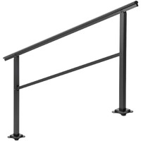 Vevor Outdoor Handrail 165Lbs Load Handrail Outdoor Stairs Aluminum Stair Handrail 60 X 35"" Outdoor Stair Railing Transitional Range From 0 To 30 Staircase Handrail Fits 4-5 Steps With Screw Kit