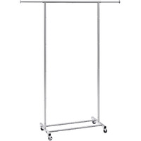 Vevor Clothes Rack With Wheels  Heavy Duty Clothing Garment Rack With Hanging Rod And Bottom Storage Area  Adjustable Length Clothing Rack  2 Lockable Wheels