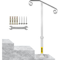 Vevor Single Post Handrail White Wrought Iron Post Mount Step Grab Supports Fits 1 Or 2 Steps Grab Rail Single Post Railing