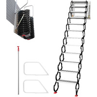 Vevor Attic Steps Pull Down 12 Steps Attic Stairs Alloy Attic Access Ladder  Black Pulldown Attic Stairs  Wall-Mounted Folding Stairs For Attic  Retractable Attic Ladder With Armrests  9.8 Feet Height