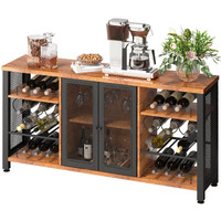 Vevor Industrial Bar Cabinet  Wine Table For Liquor With Glass Holder  Wine Rack And Metal Sideboard  Farmhouse Wood Coffee Bar For Living Room  Dining Room (55 Inch  Rustic Oak)
