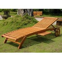 Royal Tahiti Outdoor Wood Chaise Lounge With Wheels -Brown Stain