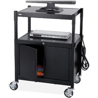 Safco Products 8943Bl Steel Adjustable Av Cart With Locking Cabinet  Black