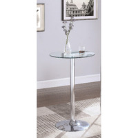 Abiline Glass Top Round Bar Table Chrome