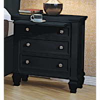 Sandy Beach Black Three-Drawer Nightstand With Tray