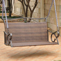 International Caravan Lisbon Loveseat Porch Swing In Antique Brown
