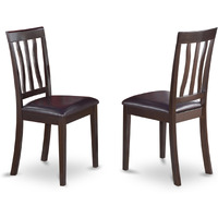 Set Of 2 Chairs Anc-Cap-Lc Antique Dining Chair Faux Leather Seat With Cappuccino Finish