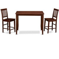 Buvn3-Mah-W 3 Pc Pub Table Set-Table And 2 Wood Counter Chairs