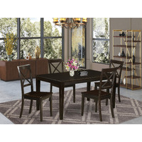 East West Furniture Cab5S-Cap-W Capri 5 Piece Set Includes A Rectangle Dinner Table And 4 Kitchen Dining Chairs  36X60 Inch