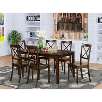 East West Furniture Cab7S-Cap-W Capri 7 Piece Kitchen Set Consist Of A Rectangle Table And 6 Dining Room Chairs  36X60 Inch